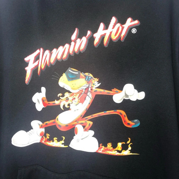 Cheetos Sweatshirt Hoodie Black M Flamin’ Hot Graphic Chester Cheetah - Picture 3 of 8